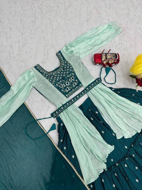 Launching Rakhi Pc 419 Chinon Rama Blue Designer lehenga choli wholesale